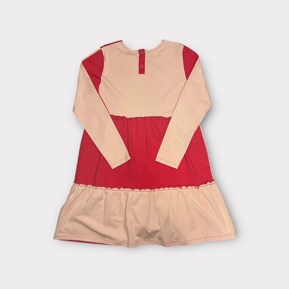 Angel & Rocket Pink Red Color Block Long Sleeve Dress
